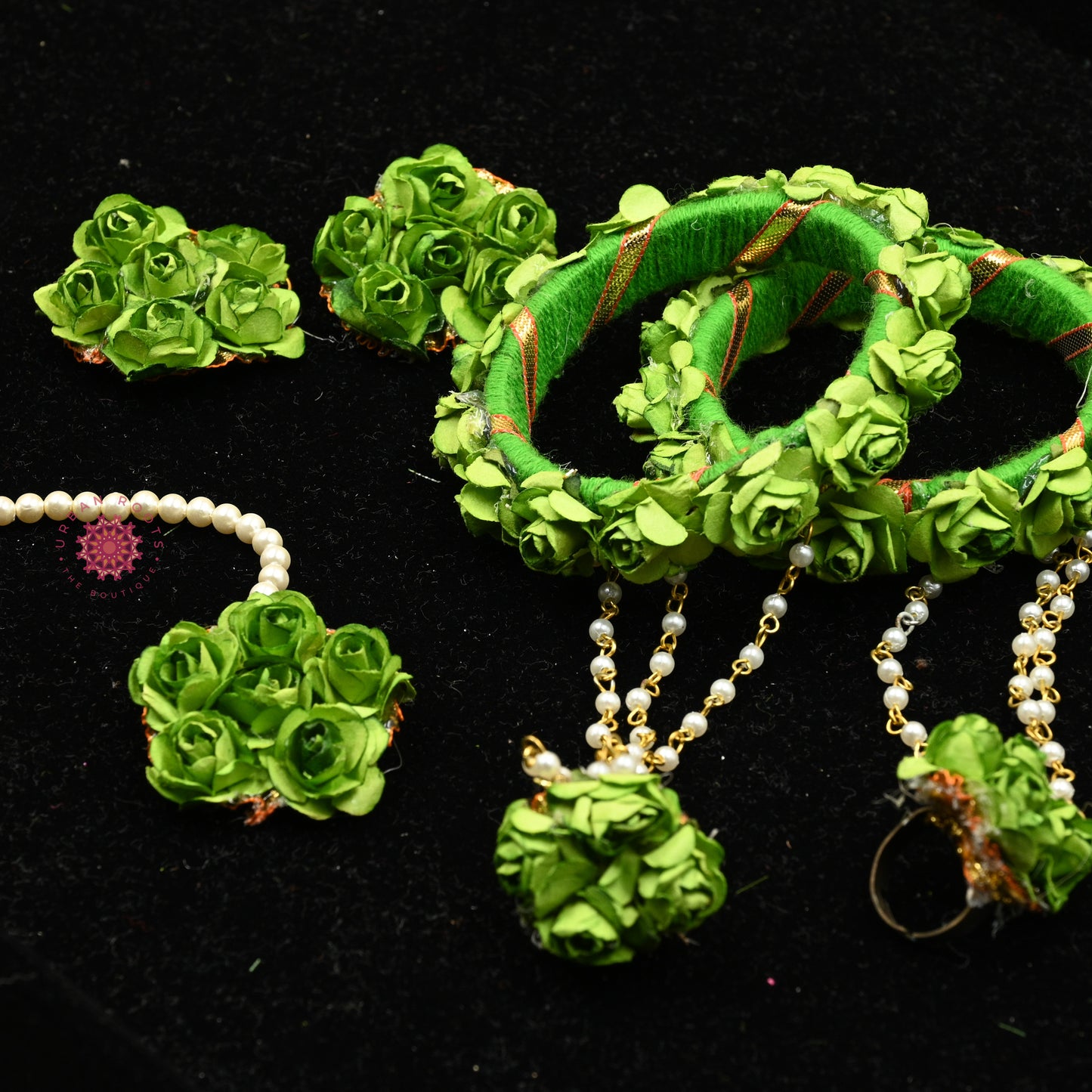 Gota Floral Jewellery Set Green - Urban Roots