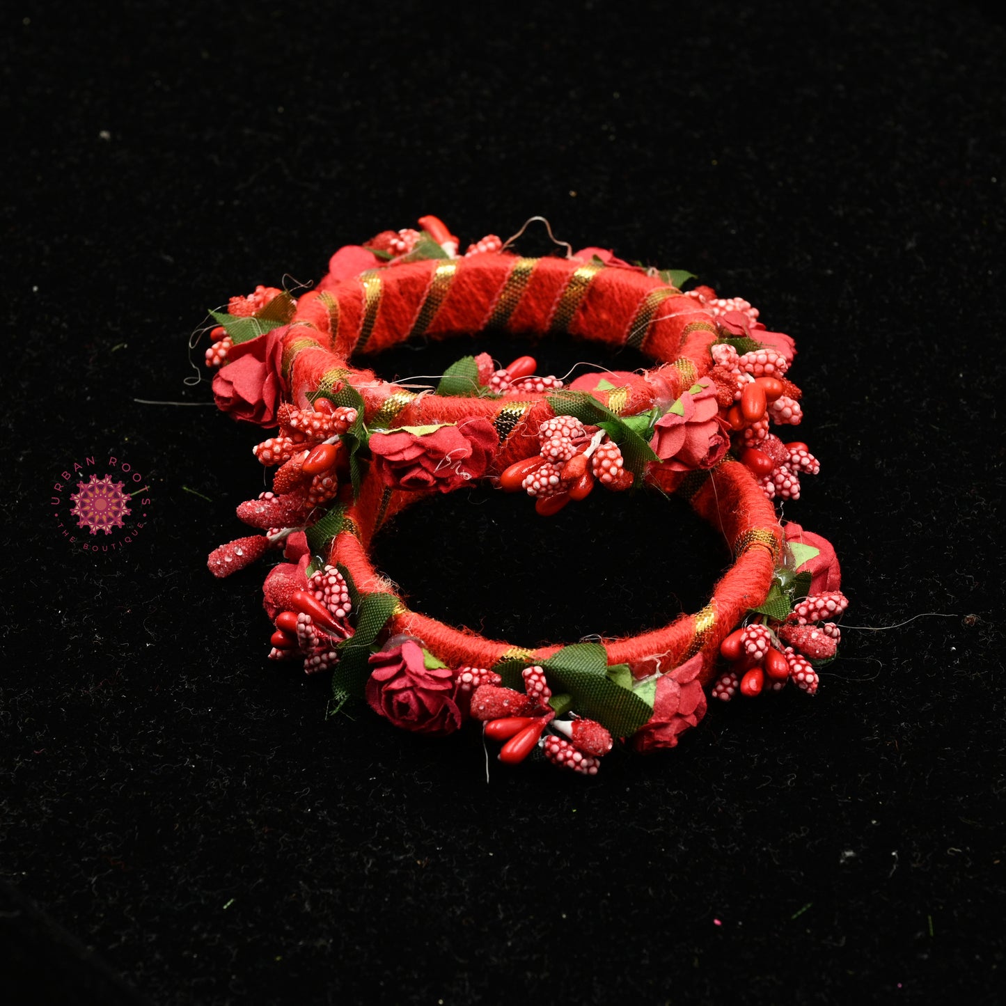 Gota Floral Bangles Orange Set of 2 - Urban Roots