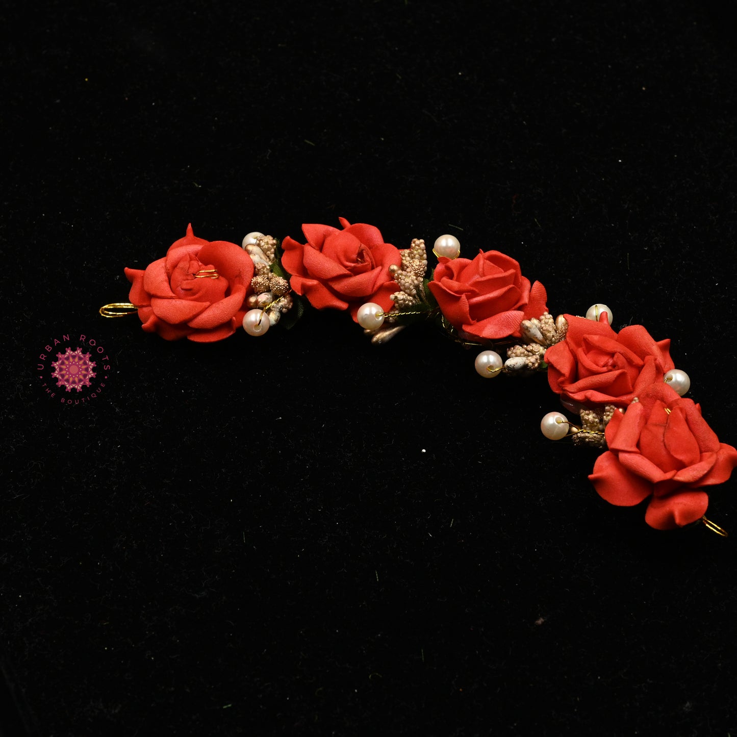 Floral Hair Bun Gajra Red - Urban Roots