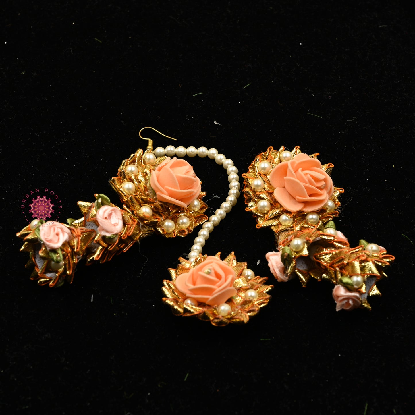 Gota Floral Jewellery Set Orange - Urban Roots