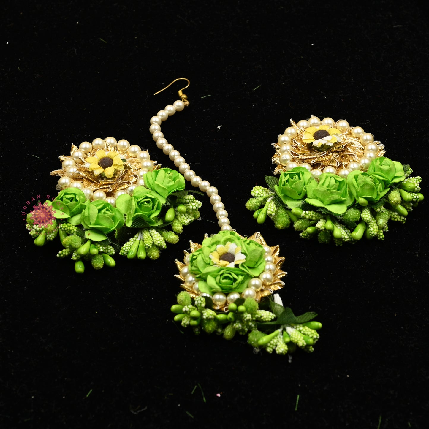 Gota Floral Jewellery Set Green - Urban Roots