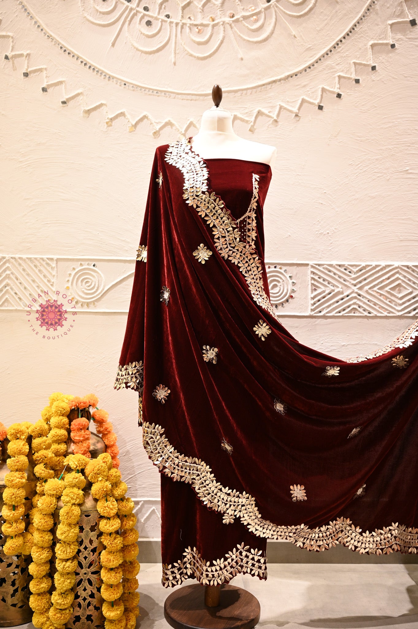 Velvet Festive Suit Fabric Set With Dupatta - Urban Roots