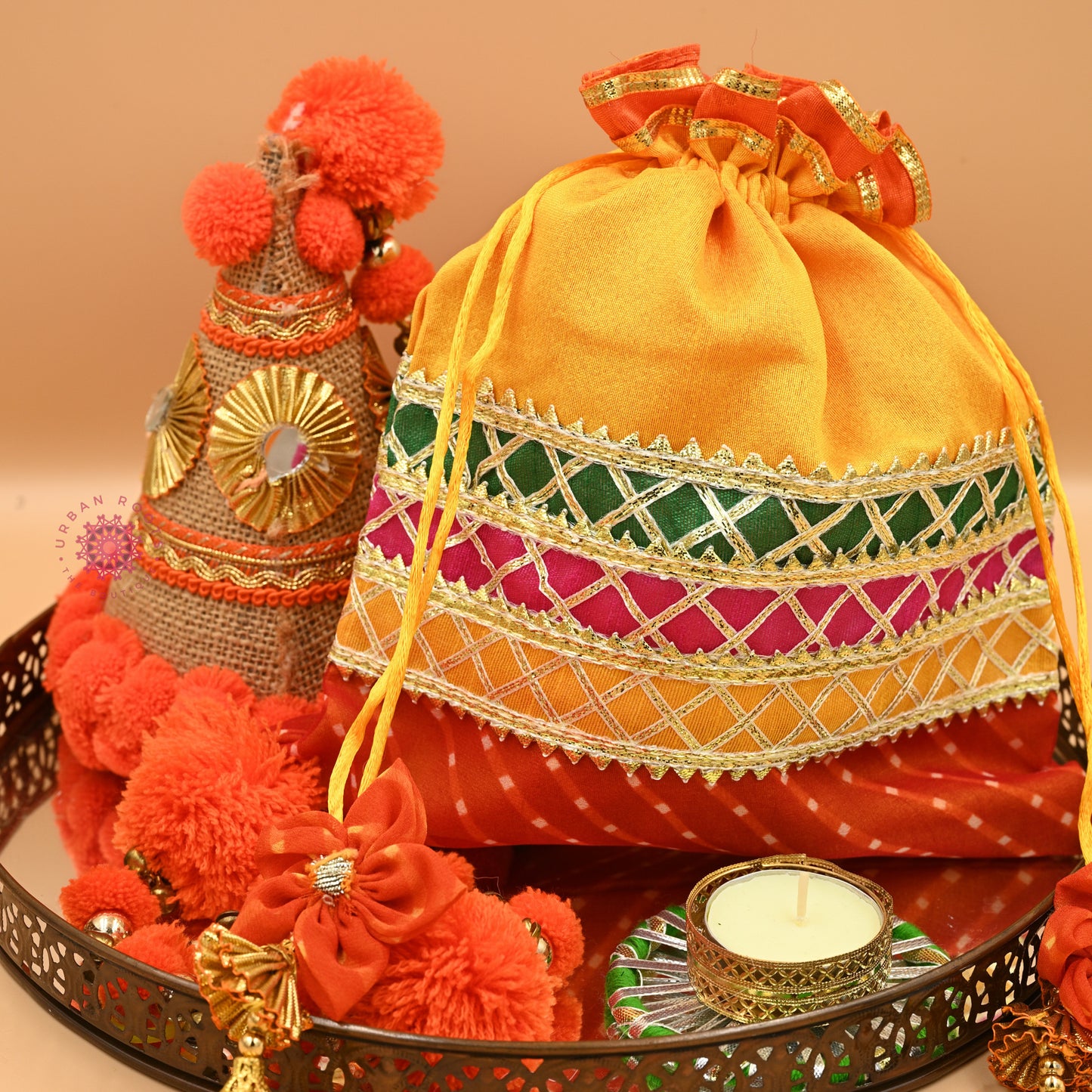 Lehriya Potli Gifting Bag Yellow - Urban Roots