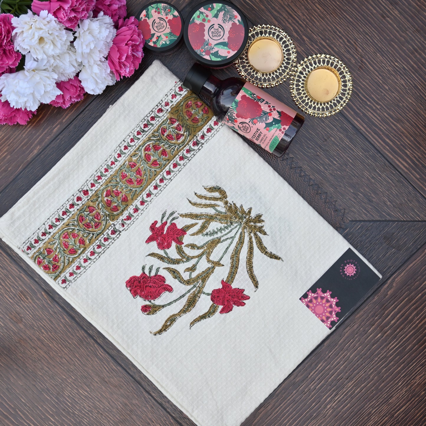 Hand Block Printed Waffle Towel Set (1+2) - Urban Roots