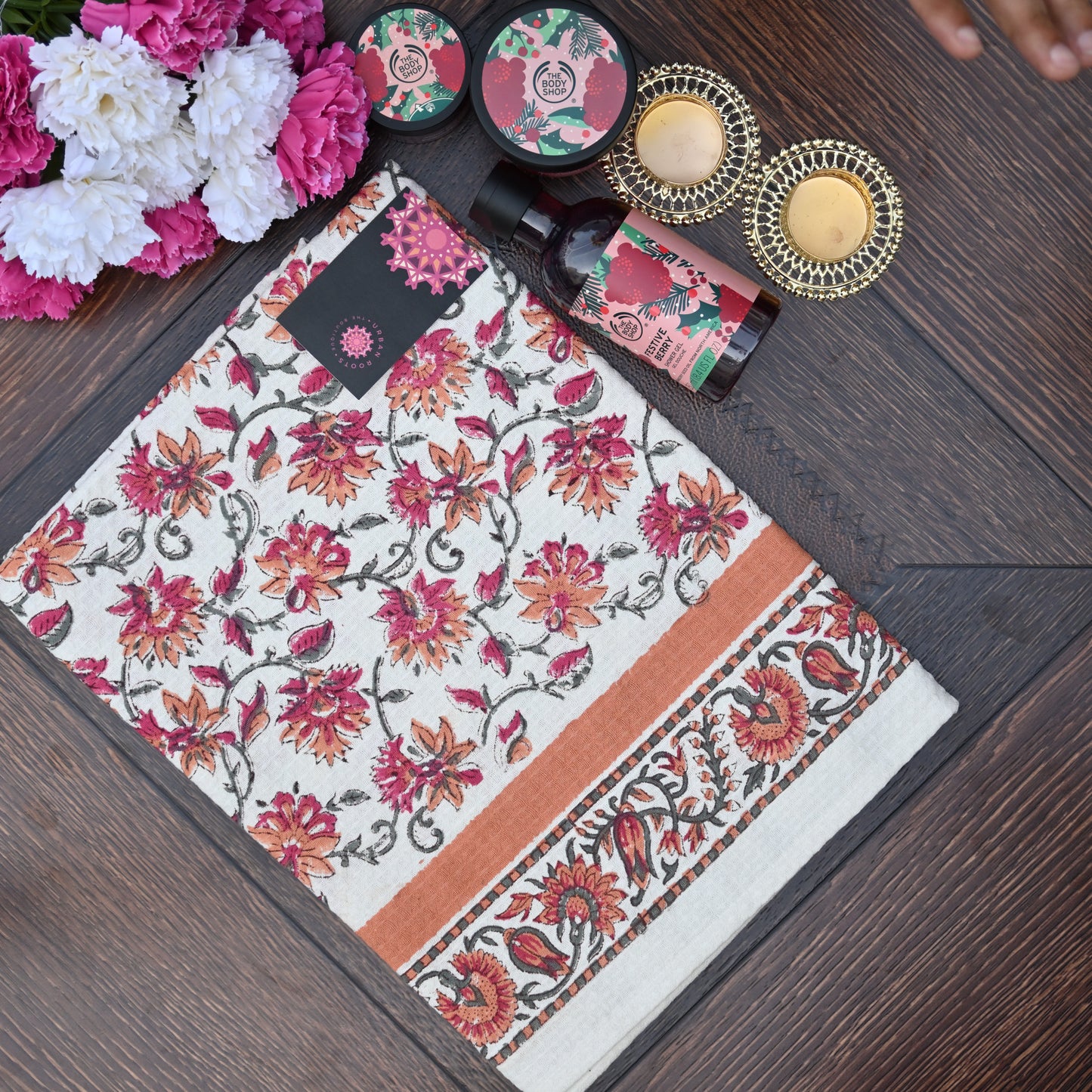Hand Block Printed Waffle Towel Set (1+2) - Urban Roots