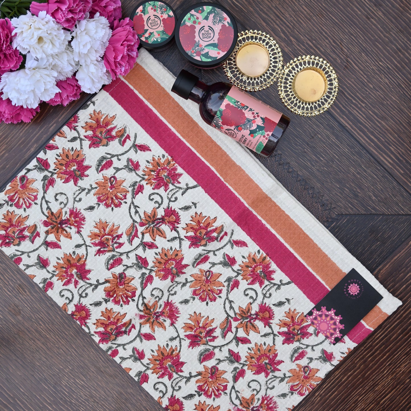 Hand Block Printed Waffle Towel Set (1+2) - Urban Roots