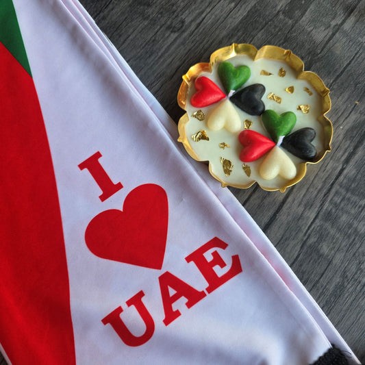 UAE National Day Hearts Theme Candle