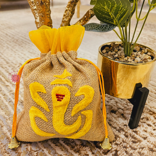Ganpati Potli Gifting Bag Yellow