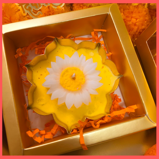 Yellow Sunflower Urli Candle