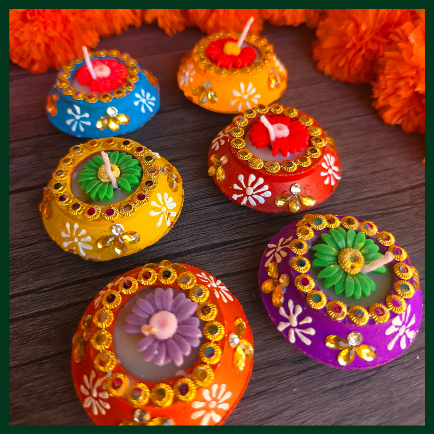 Flower Theme Candle Set of 6 Style 1