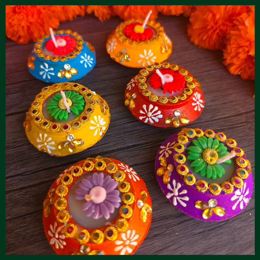 Flower Theme Candle Set of 6 Style 1