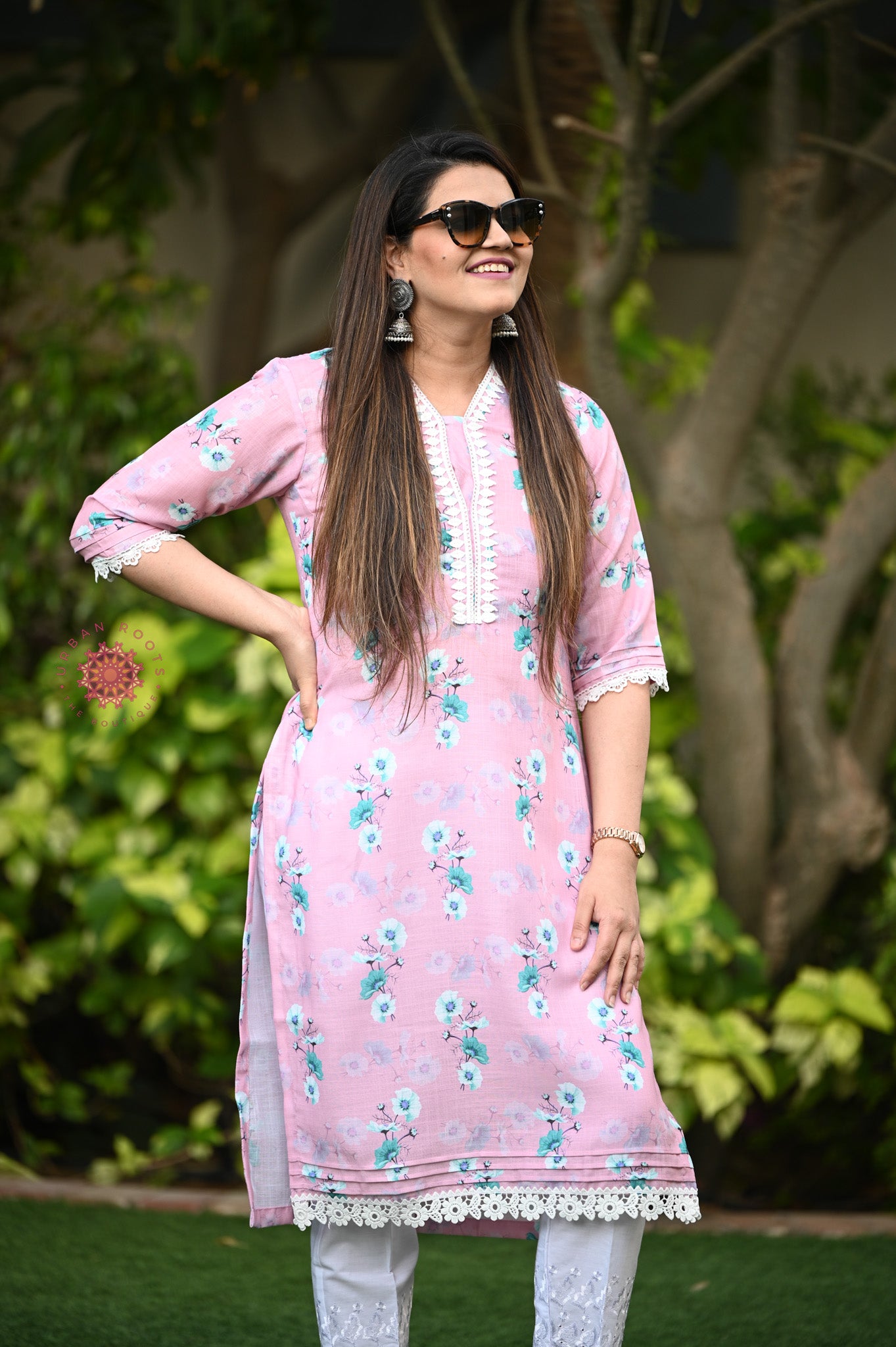 Cotton Stitched Kurti With Lace Work