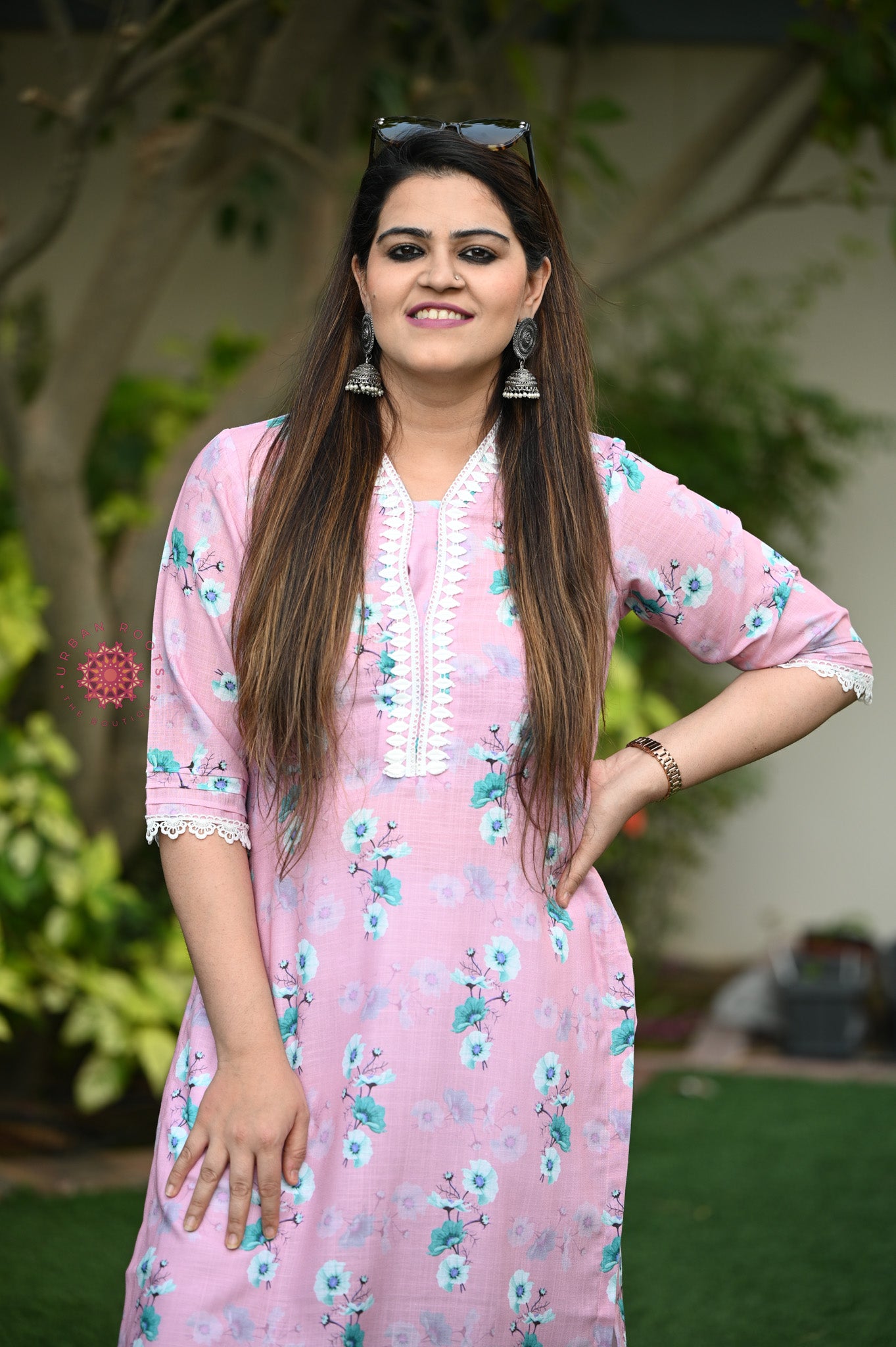 Cotton Stitched Kurti With Lace Work