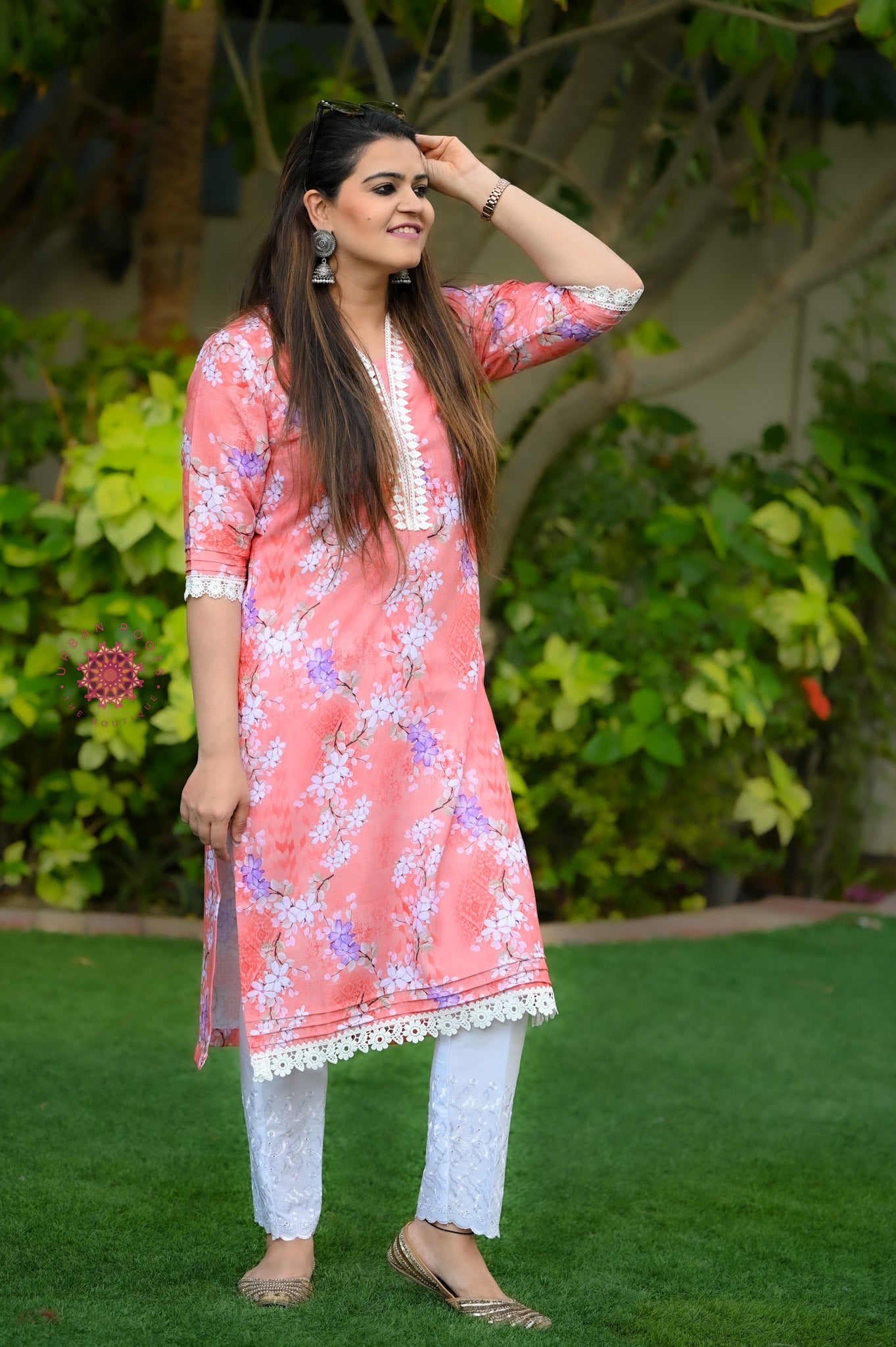 Cotton Stitched Kurti With Lace Work