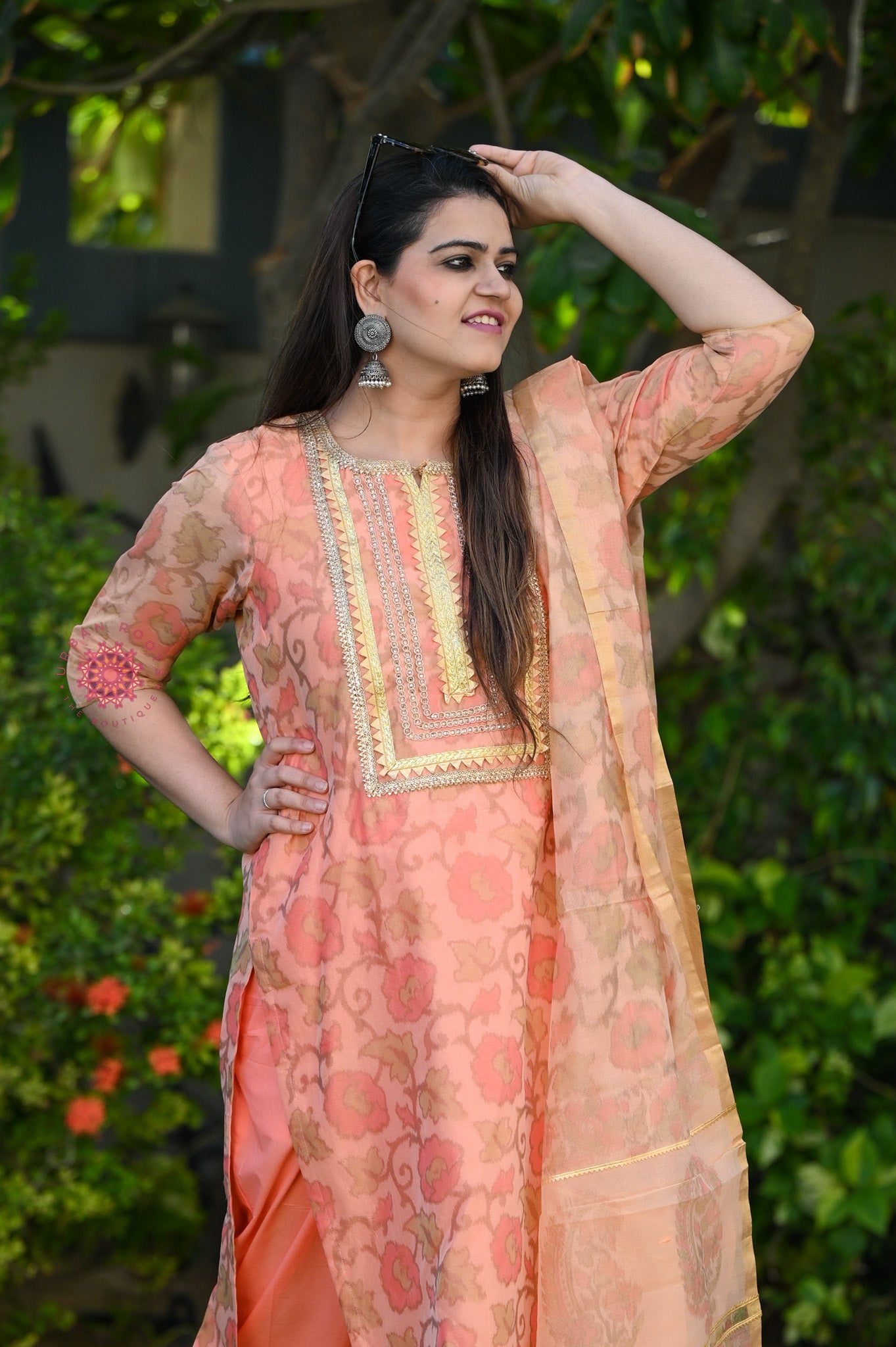 Cotton Chanderi Suit With Straight Pants