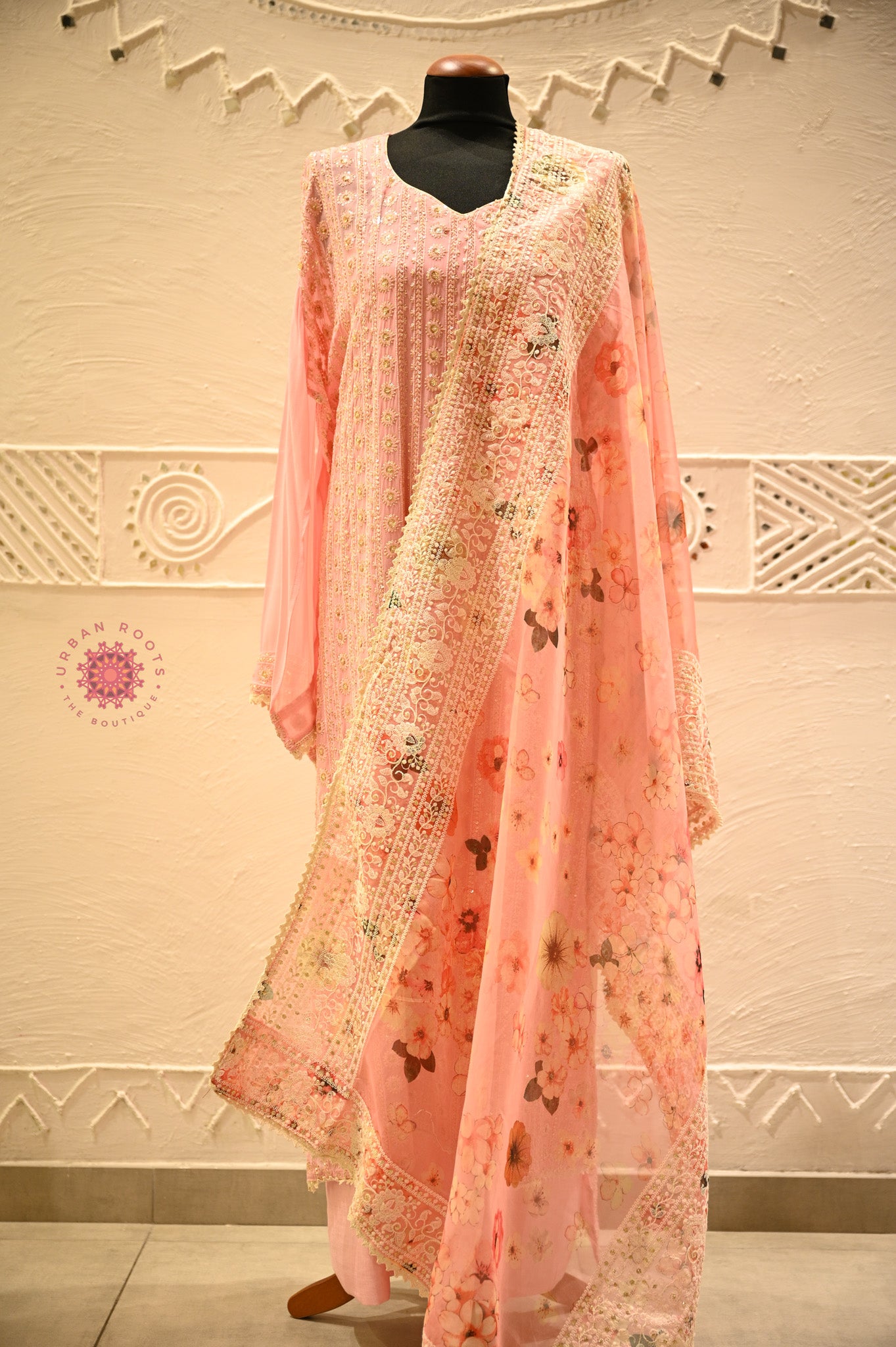 Georgette Chikankari Festive Suit With Organza Dupatta