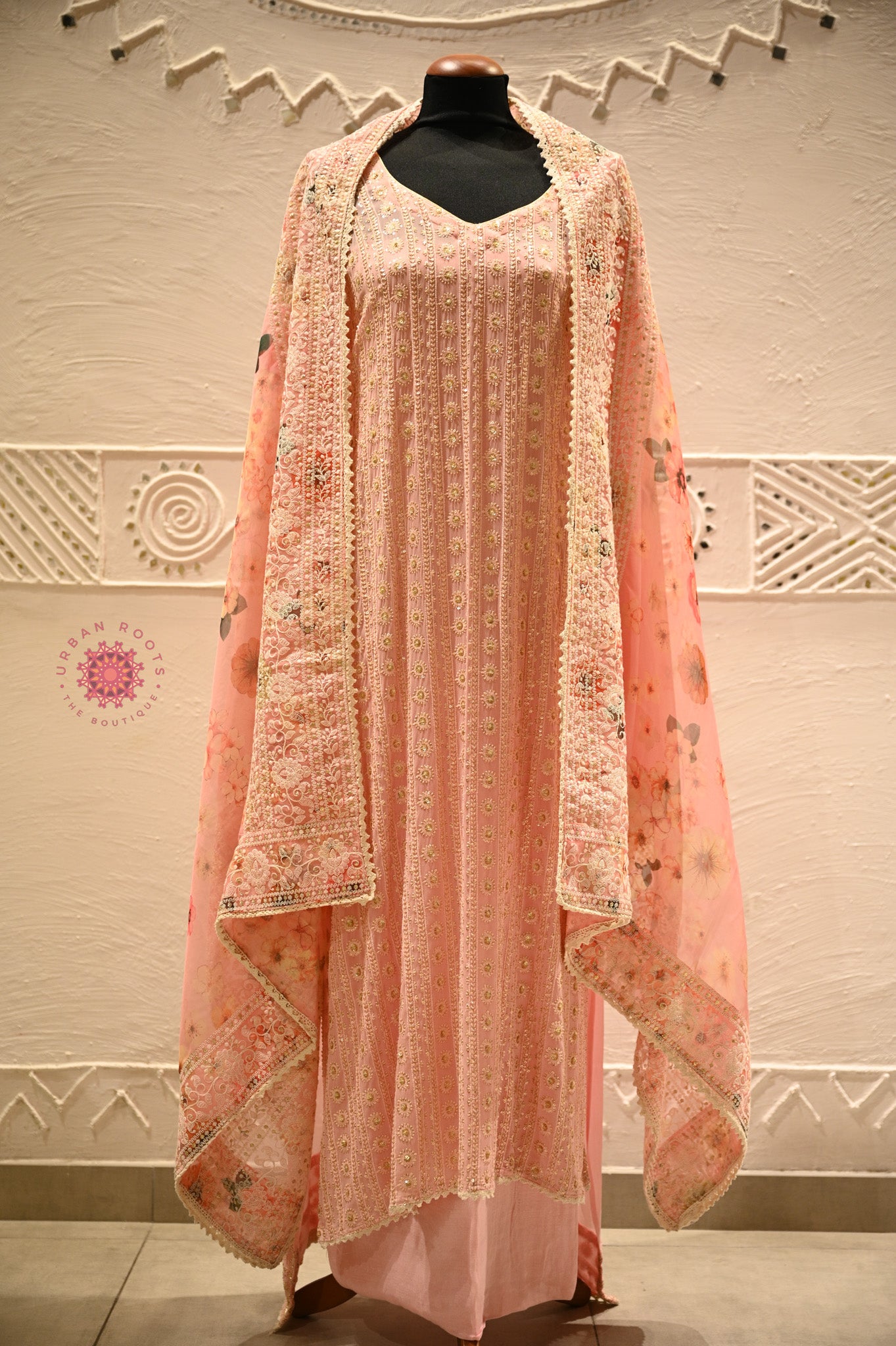 Georgette Chikankari Festive Suit With Organza Dupatta