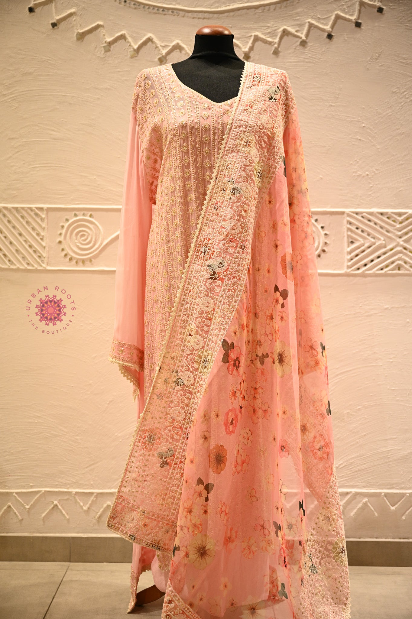 Georgette Chikankari Festive Suit With Organza Dupatta