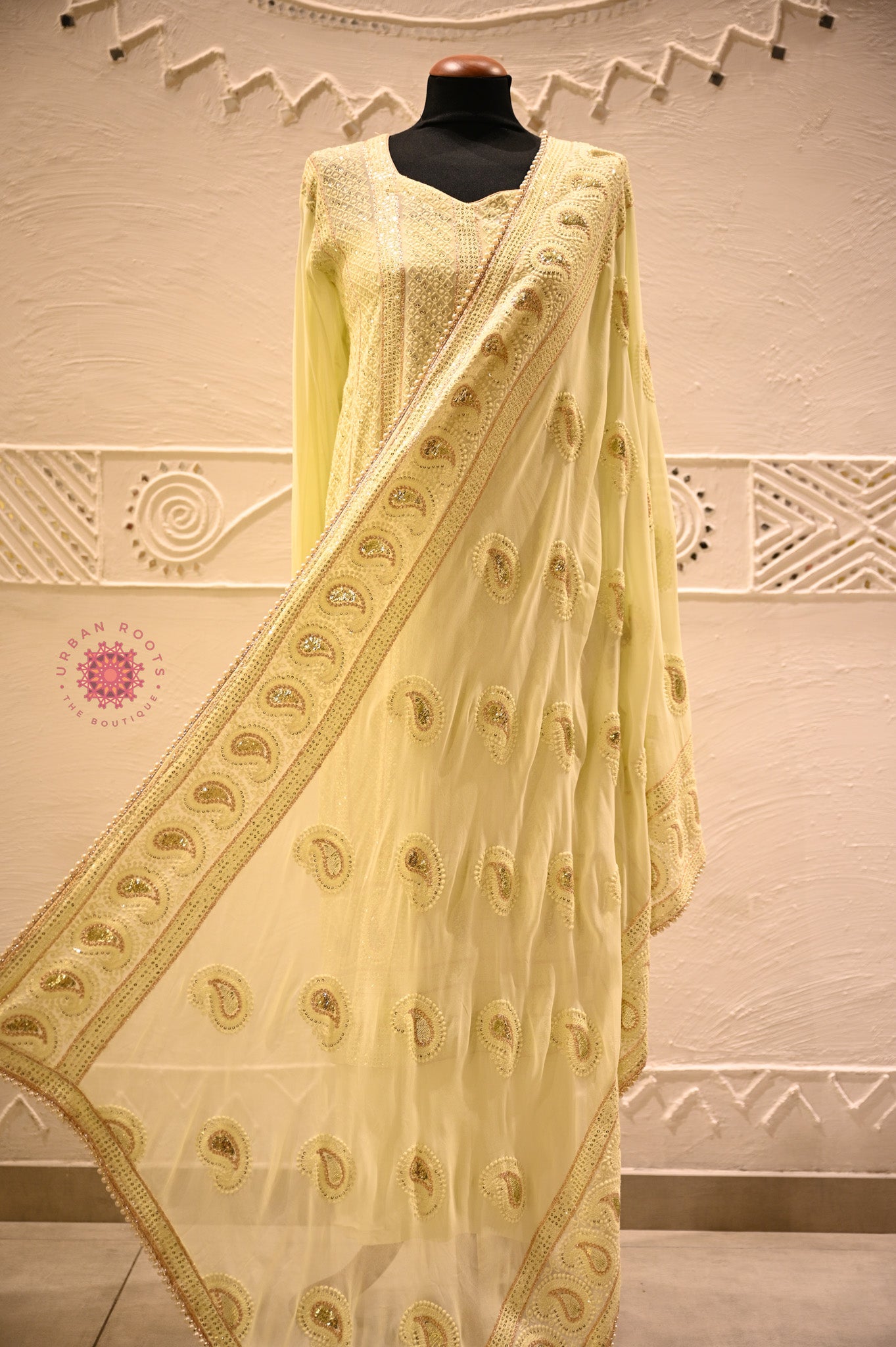 Georgette Chikankari  Festive Suit With Chiffon Dupatta