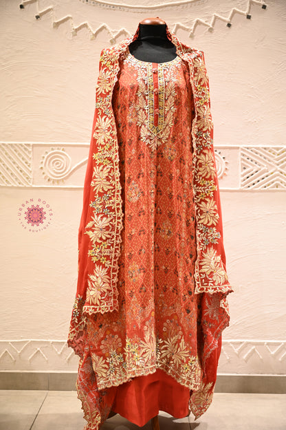 Silk Festive Suit With Gota Work