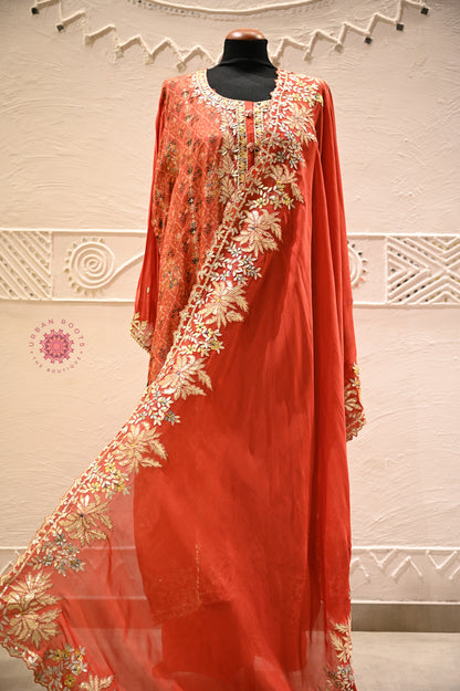 Silk Festive Suit With Gota Work