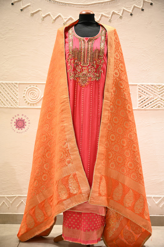 Georgette Festive Suit With Banarasi Dupatta