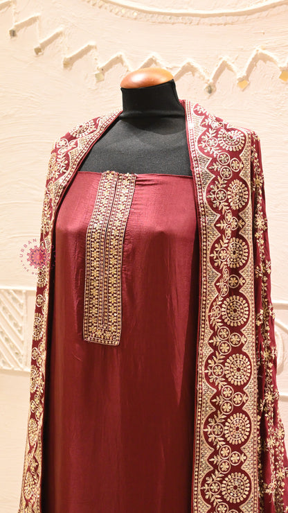 Silk Festive Suit With Heavy Embroidery Dupatta