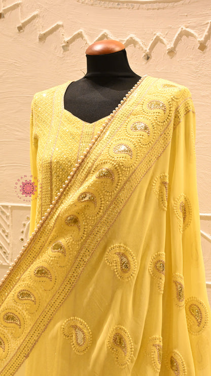 Georgette Chikankari Festive Suit With Chiffon Dupatta