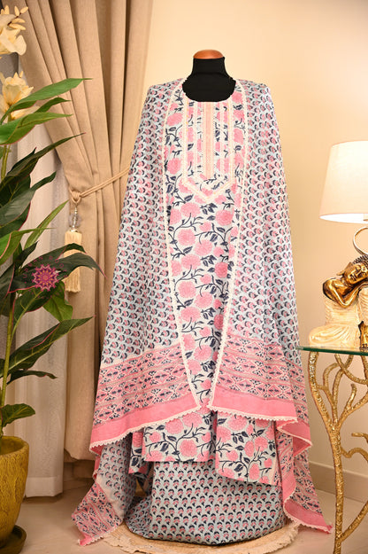 Cotton Hand Block Printed Fabric Set