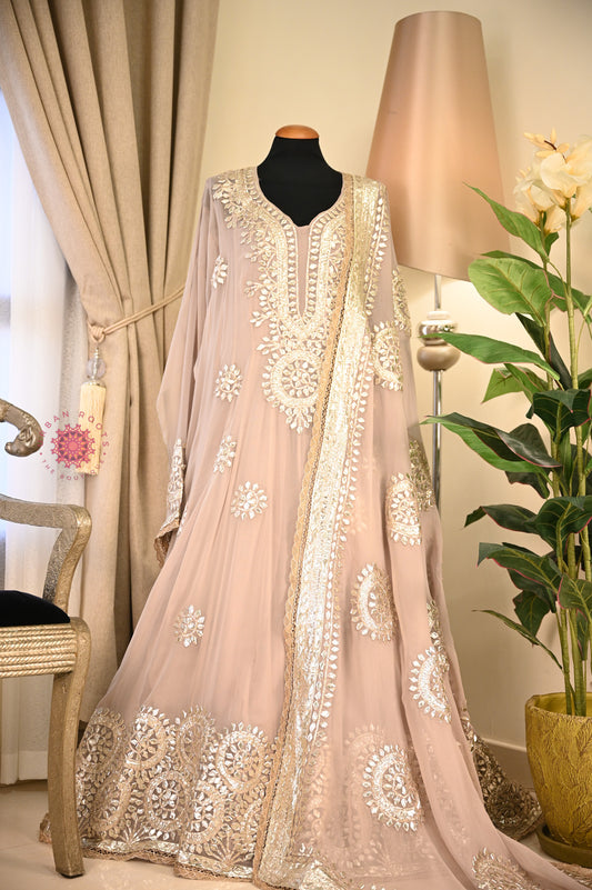 Georgette Anarkali With Hand Gota Work