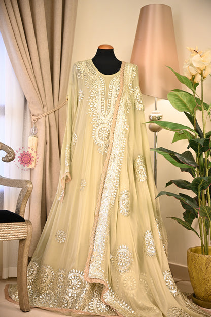 Georgette Anarkali With Hand Gota Work