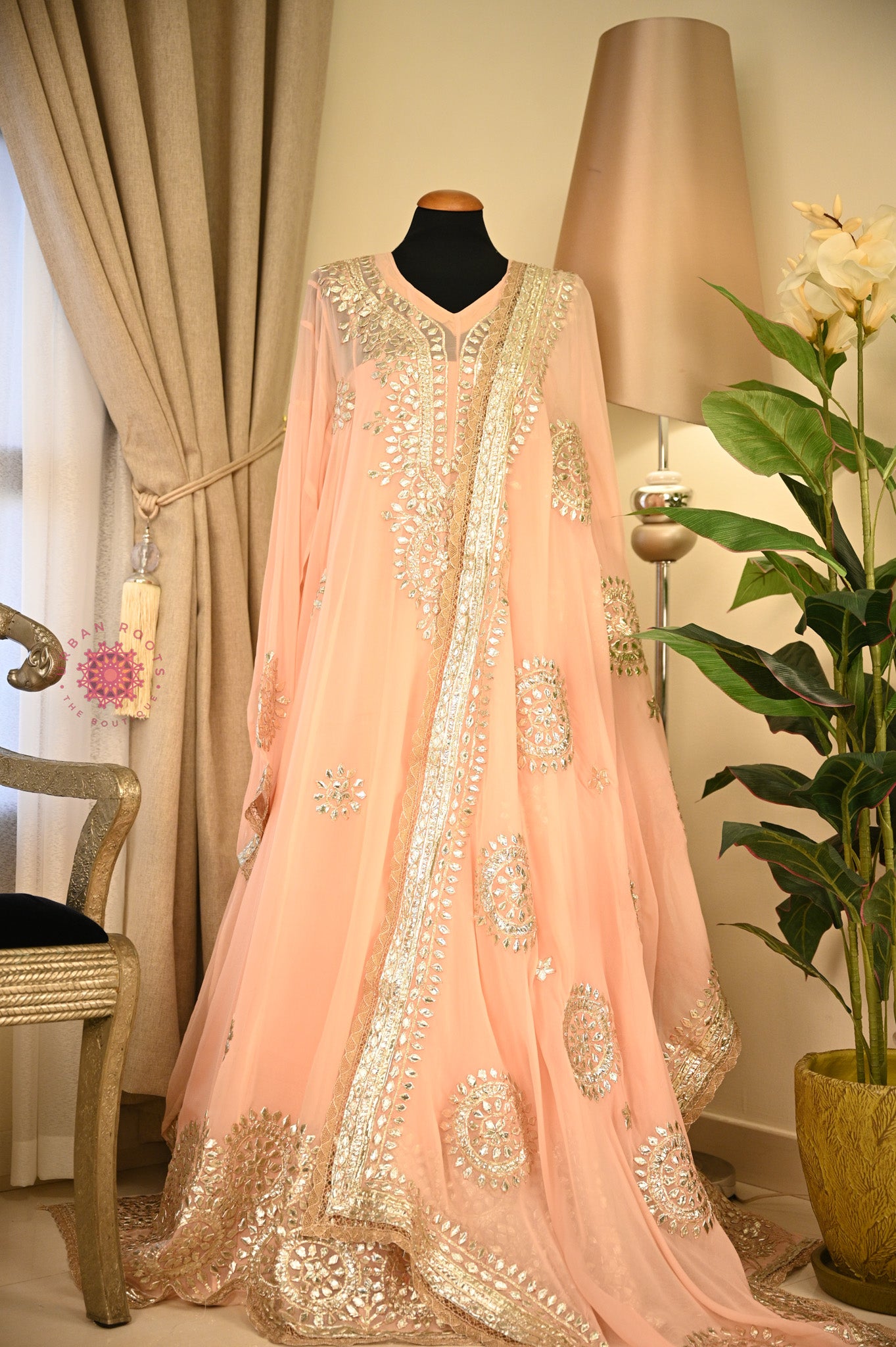 Georgette Anarkali With Hand Gota Work