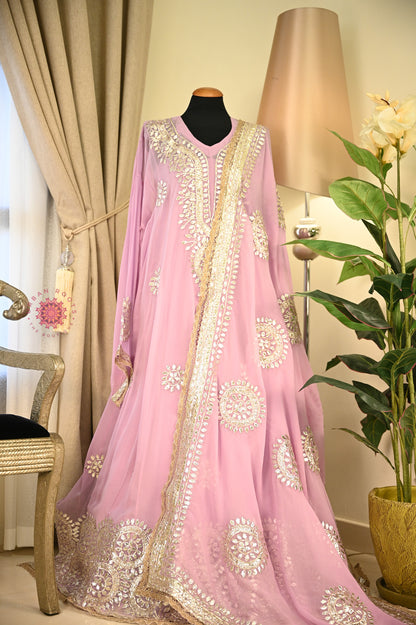 Georgette Anarkali With Hand Gota Work