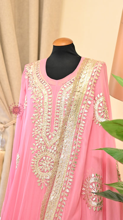 Georgette Anarkali With Hand Gota Work