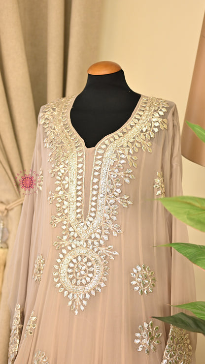 Georgette Anarkali With Hand Gota Work