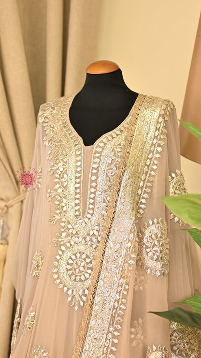 Georgette Anarkali With Hand Gota Work