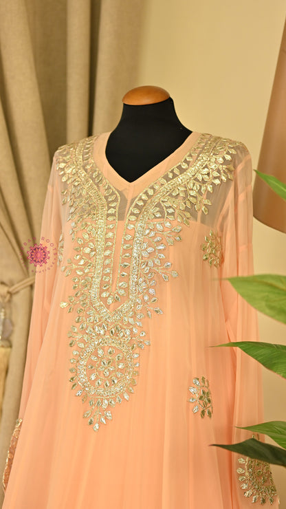 Georgette Anarkali With Hand Gota Work