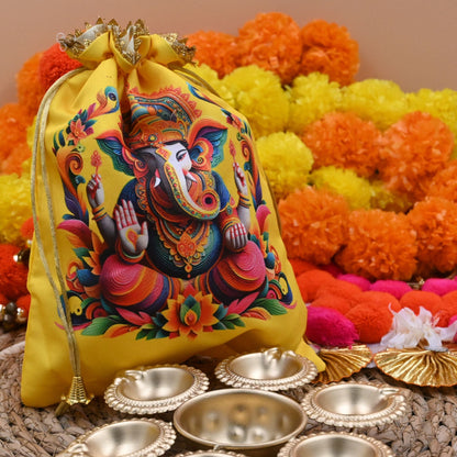 Ganpati Potli Gifting Bag With Urli