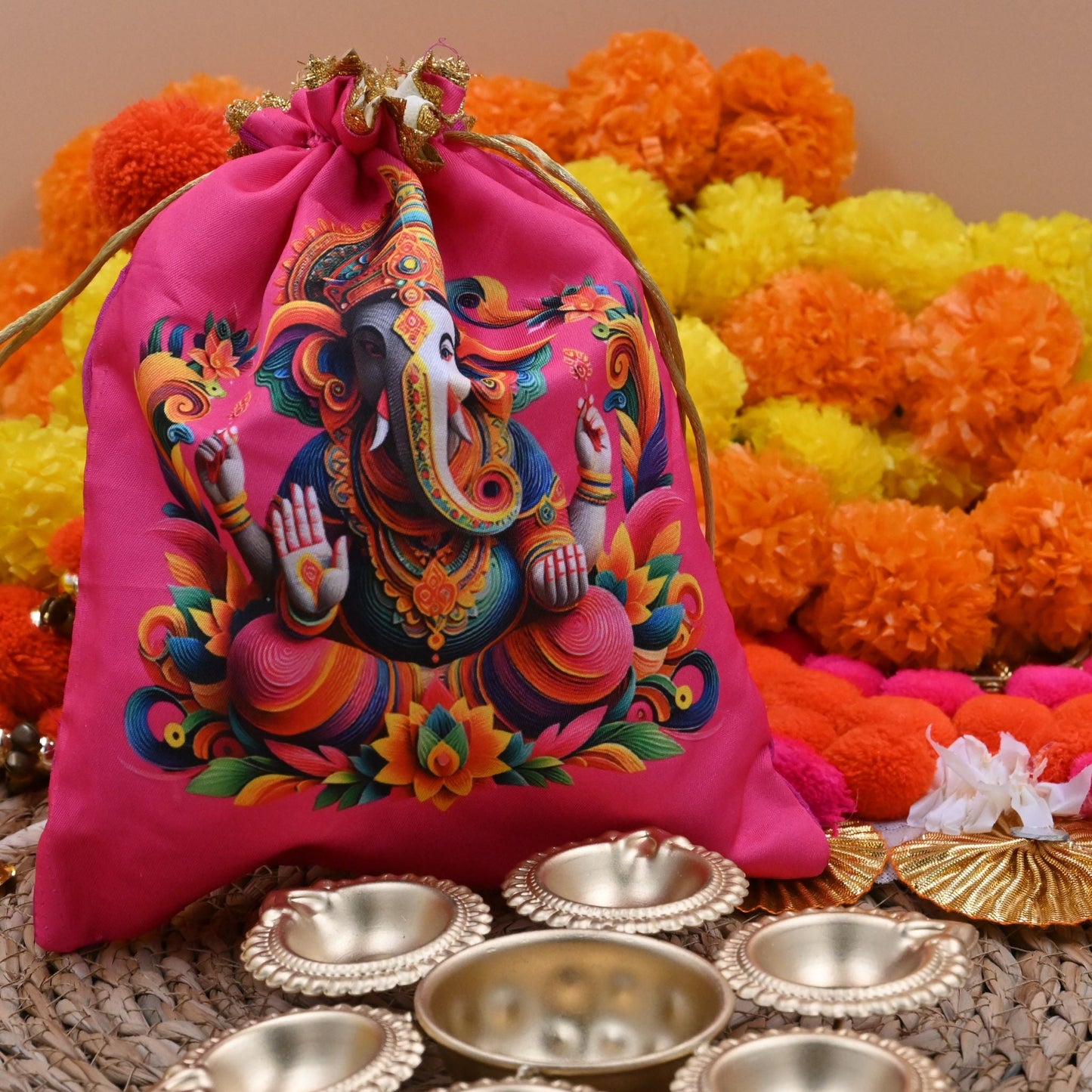 Ganpati Potli Gifting Bag With Urli