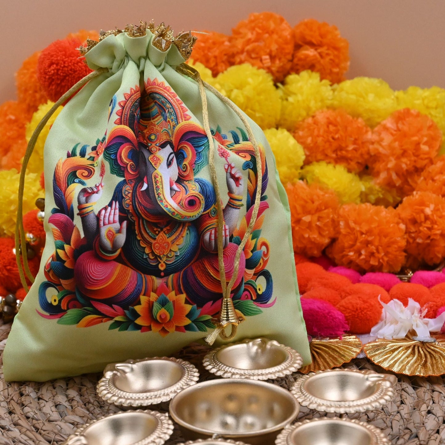 Ganpati Potli Gifting Bag With Urli