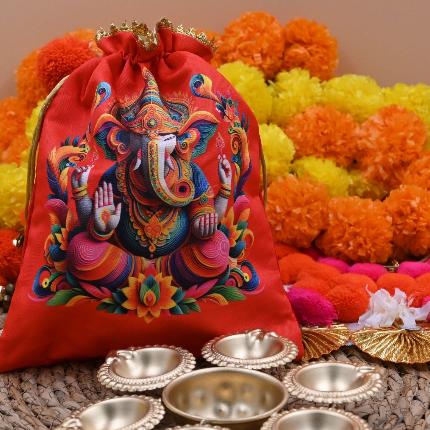 Ganpati Potli Gifting Bag With Urli