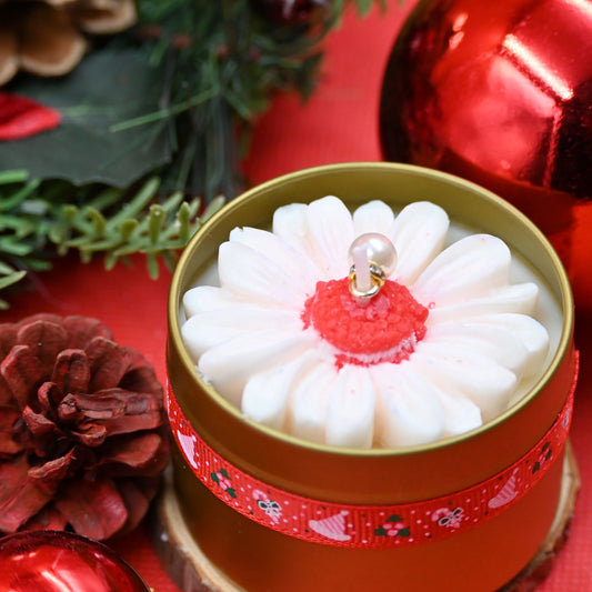Flower Theme Christmas Candle (White)