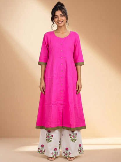 Rosé Bloom Kurta & Floral Palazzo Set