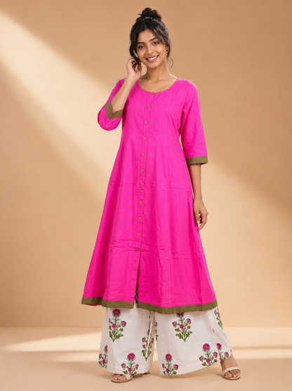 Rosé Bloom Kurta & Floral Palazzo Set