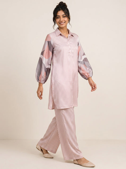 Blush Aura Satin Co-Ord Set
