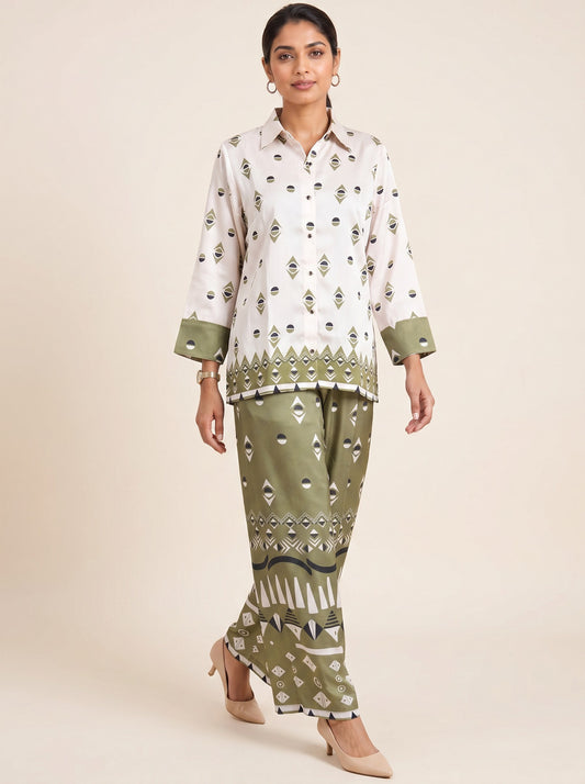 Olive Mirage Printed Co-Ord Set