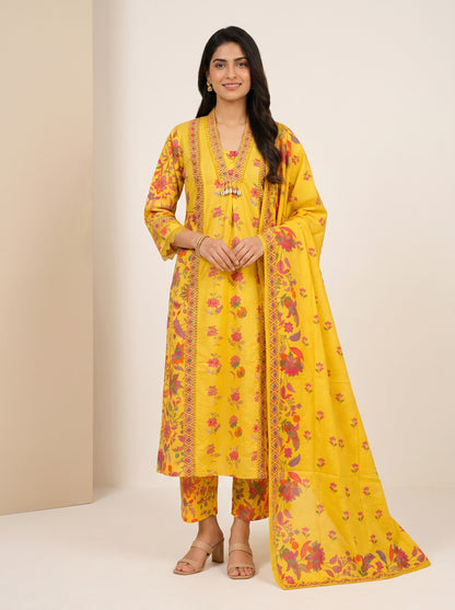 Surajmukhi Bloom Printed Kurta Pant Set with Dupatta