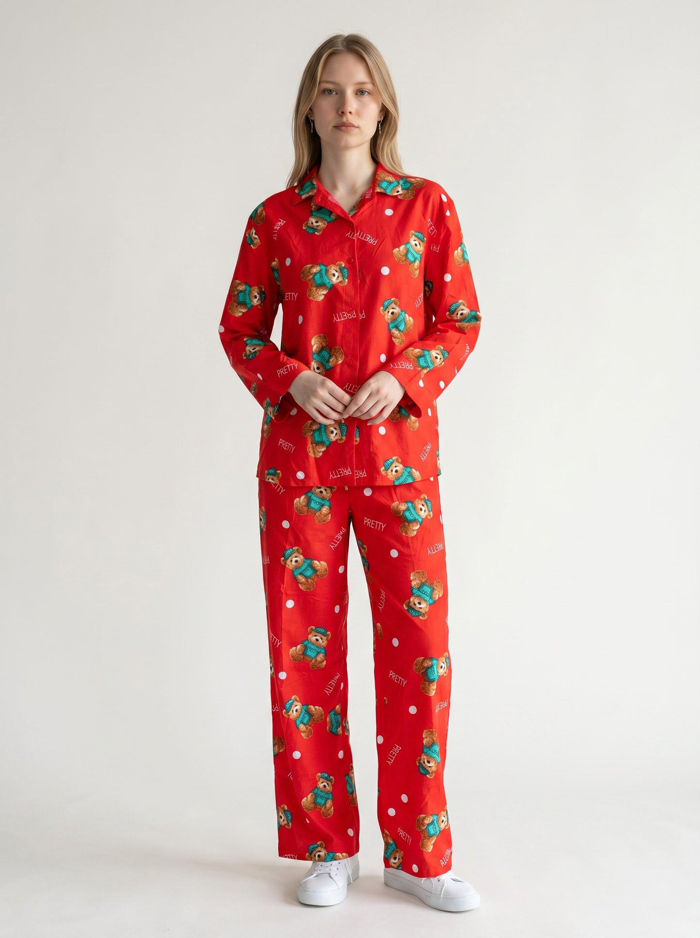 Teddy Bliss Lounge Co-ord Set – Ruby Red