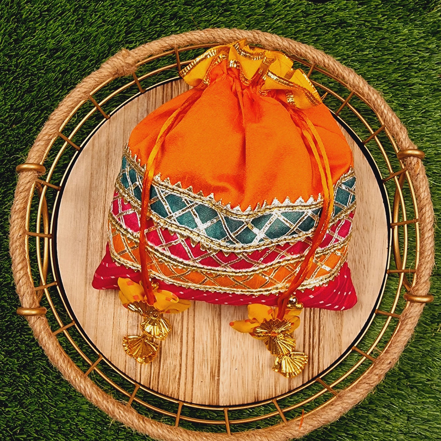 Lehriya Potli Gifting Bag Orange