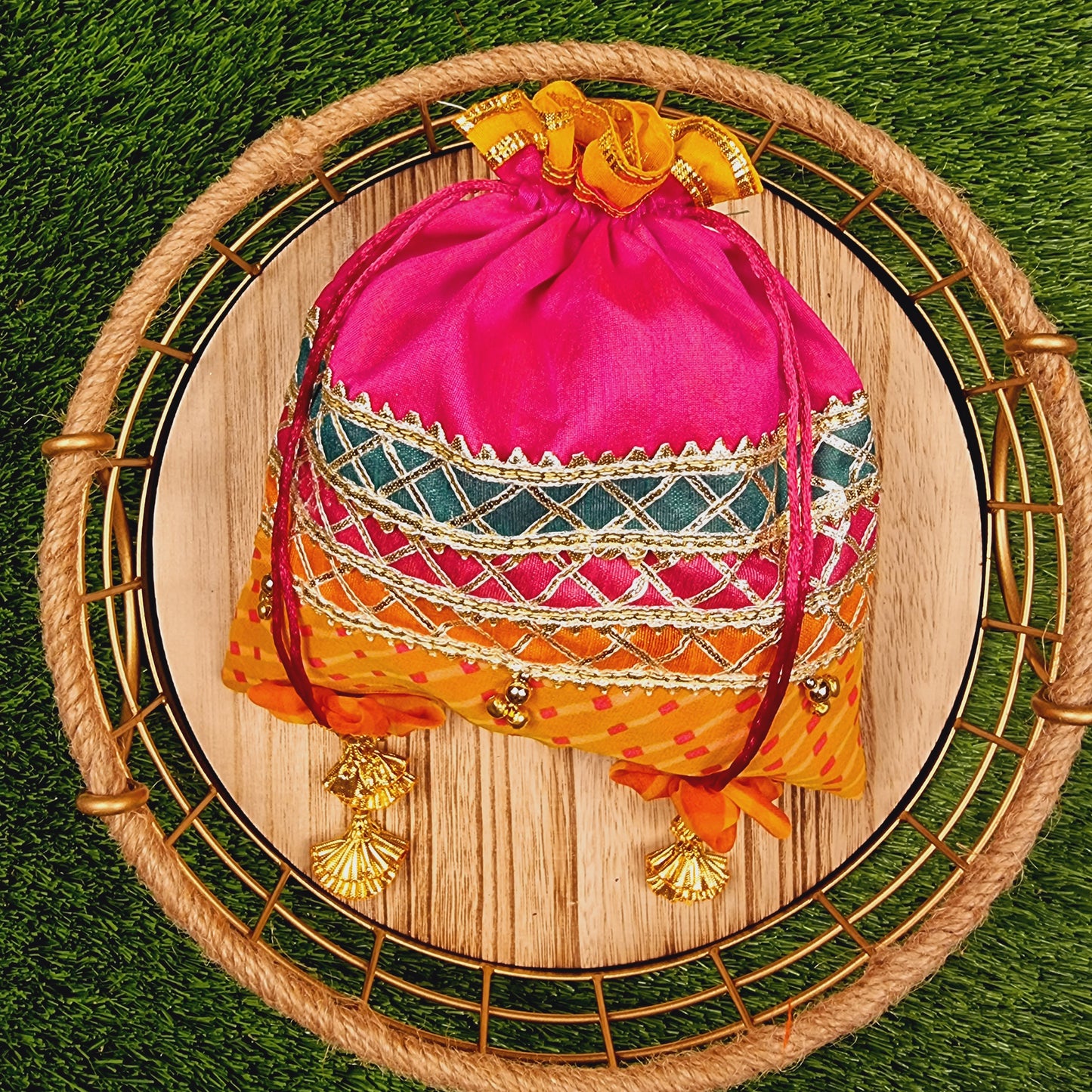 Lehriya Potli Gifting Bag Pink